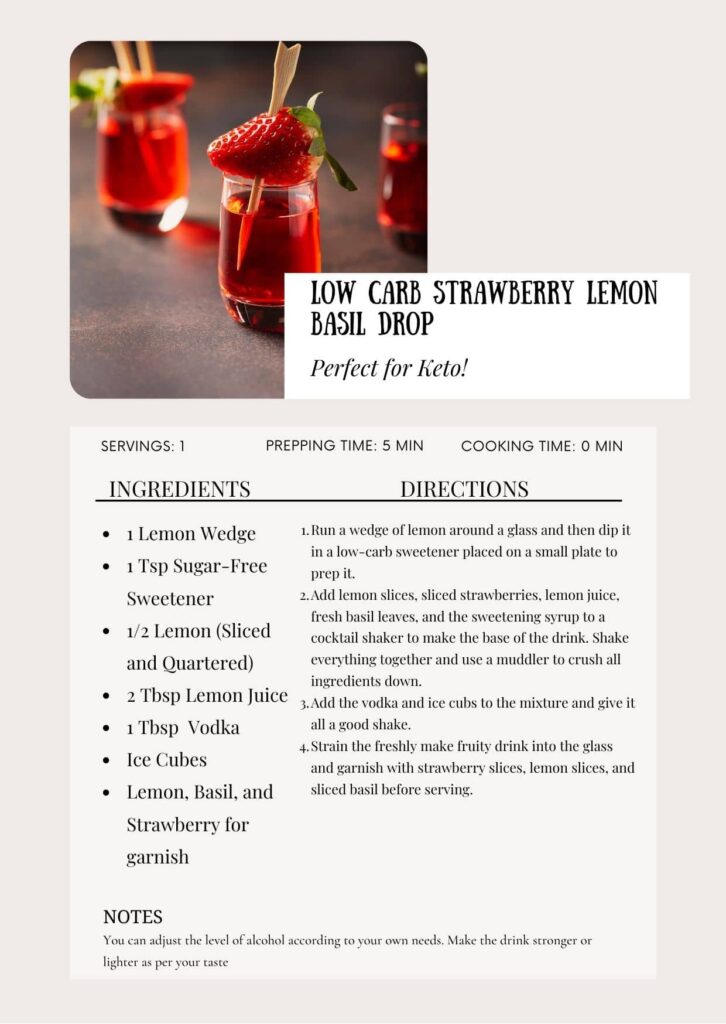 Low Carb Strawberry Lemon Basil Drop 